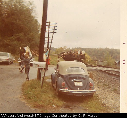 Family members turn out to see the train and me