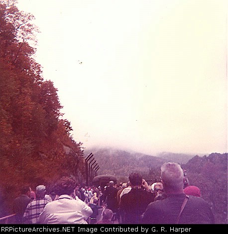 The Autumn Leaf Special passes by a slide fence west of Lynchburg 