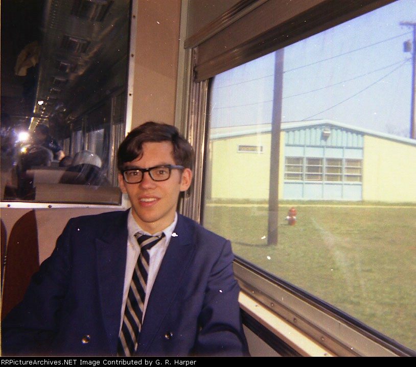 Super nerd contributor G. R. Harper onboard #3 about to leave Woodall Rd. station