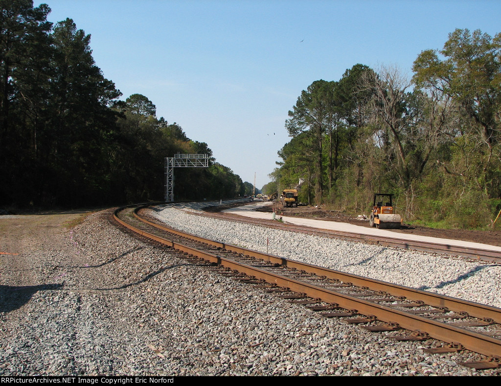 Looking south down the S Line where a new track is being installed for a double track Callahan Sub