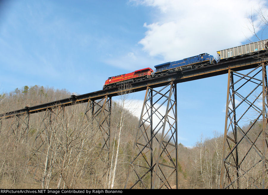 Heritage pushers on the rear of train 700 on ther Dry Fork Branch