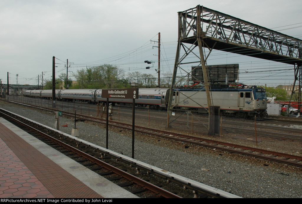 Amtrak NE Regional Train # 85 passing the NoMa-Gallaudet U Metro Stop