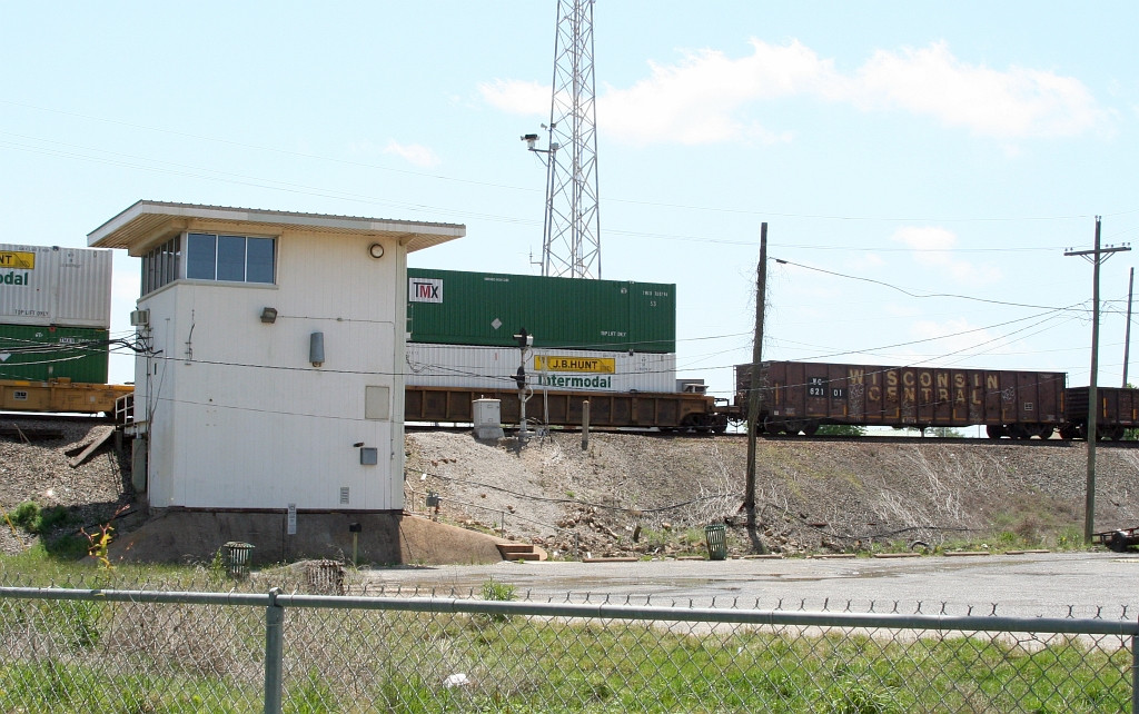 KCS WB mix freight going by the tower