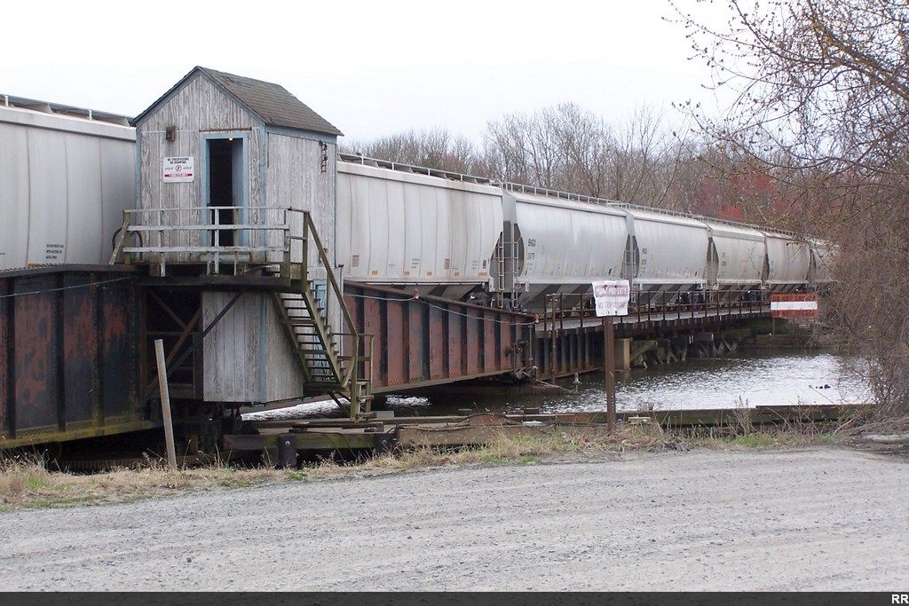 Freight moving across the bridge