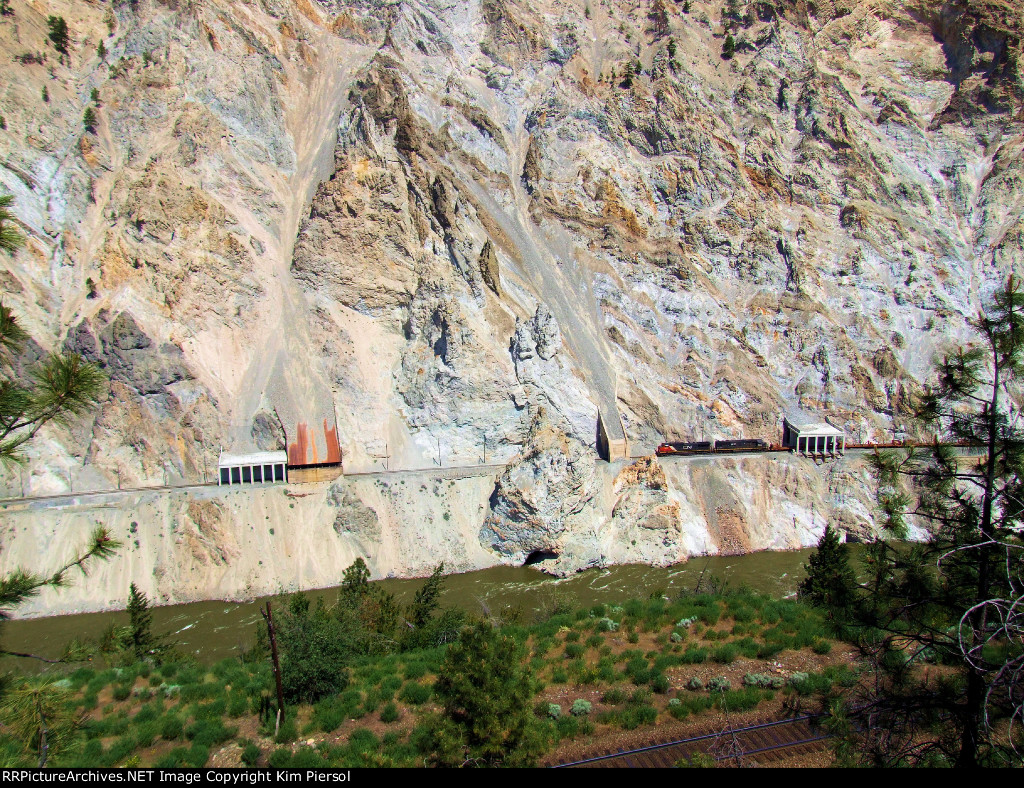 CN 2595 IC 1037 Through Series of Tunnels/Rock Sheds in the Spectacular White Canyon 