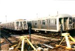M and W trains in the Coney Island lay up yard