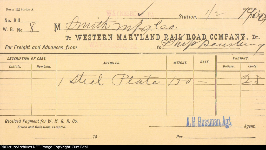 WMR Waynesboro Waybill 8