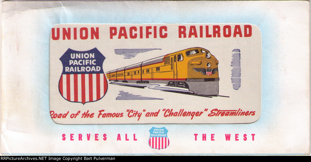 Union Pacific Ticket Book Cover Seen Through the Plastic Window on Its Envelope
