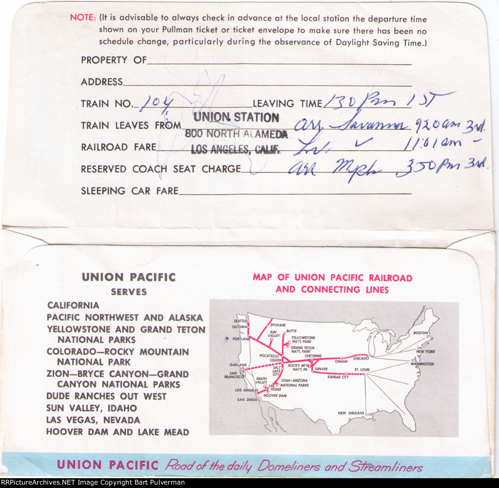 Opened Inside of Ticket Envelope