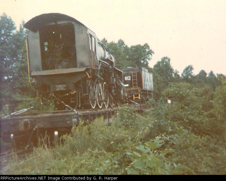 US Army 2-8-0 612 and tender at Penniman, Va, 