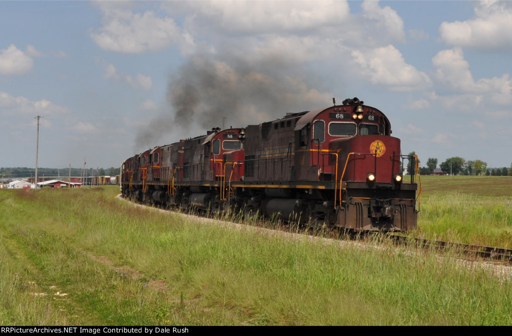 AM 68 leads a southbound freight