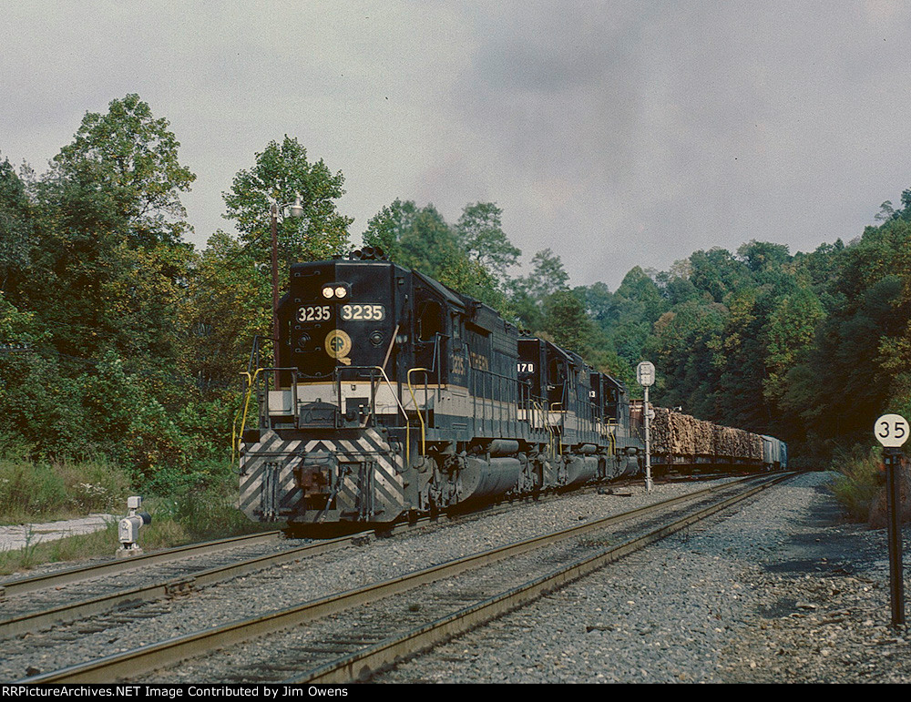 Train #171 starts up the hill with the first section of their train.