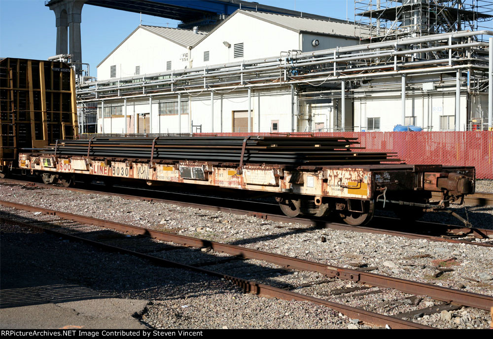 SOO Line flat #5030 w plate steel load.