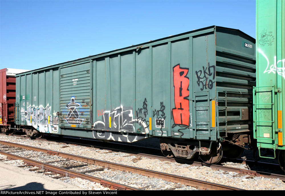 CMQ #4321. Rebuilt from NSC 50' DD BCIT boxcar.