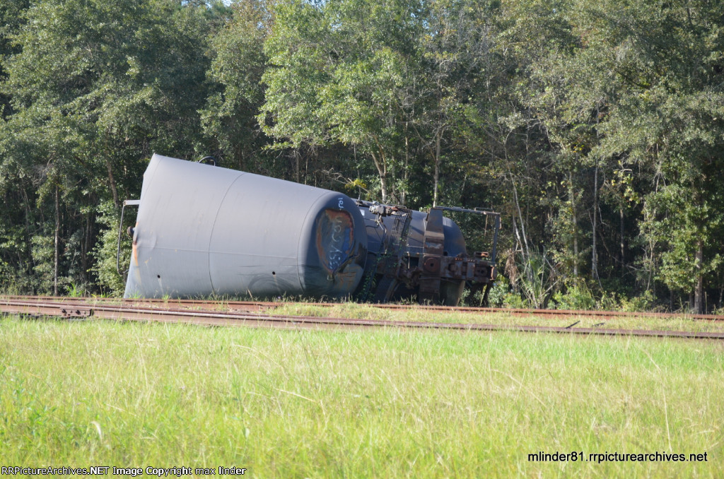 slightly damaged tank car