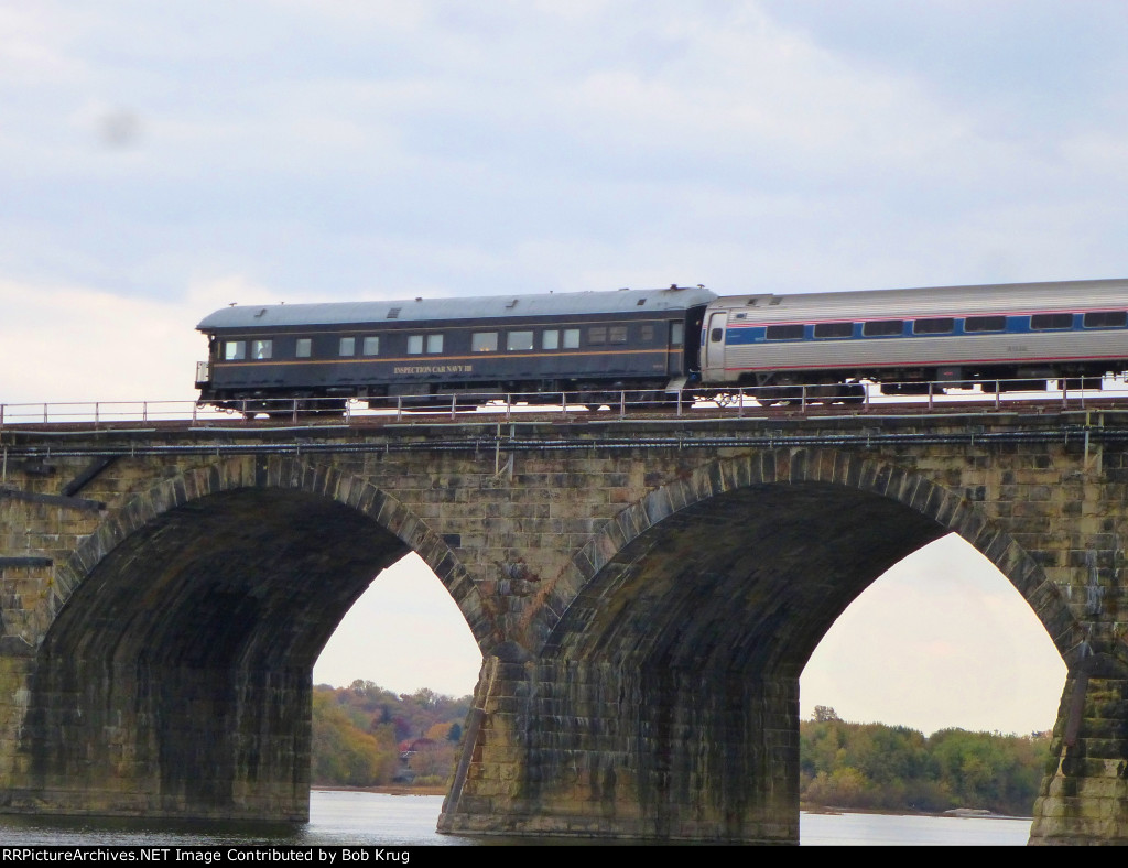 Private Varnish carried the markers on the westbound Pennsylvanian -  Inspection Car Navy 118