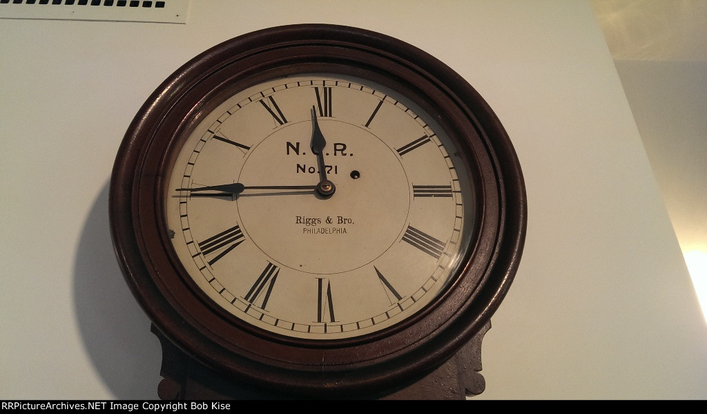 An authentic Northern Central Railway clock inside the station