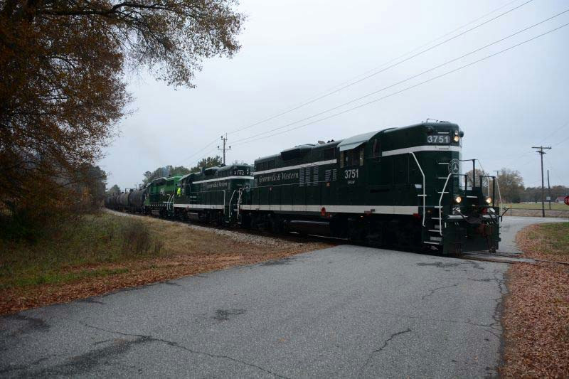 up the grade and heading into the yard