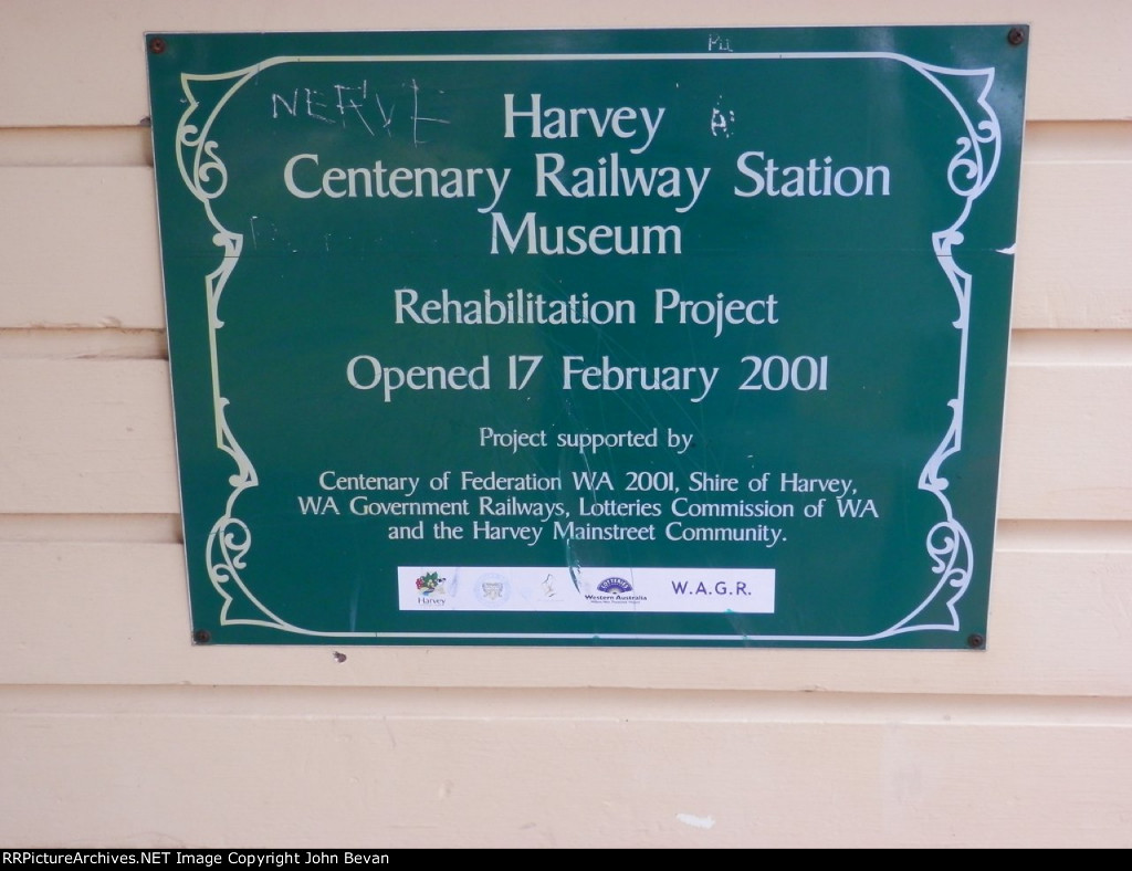 Harvey Centenary Railway Station Museum opening sign
