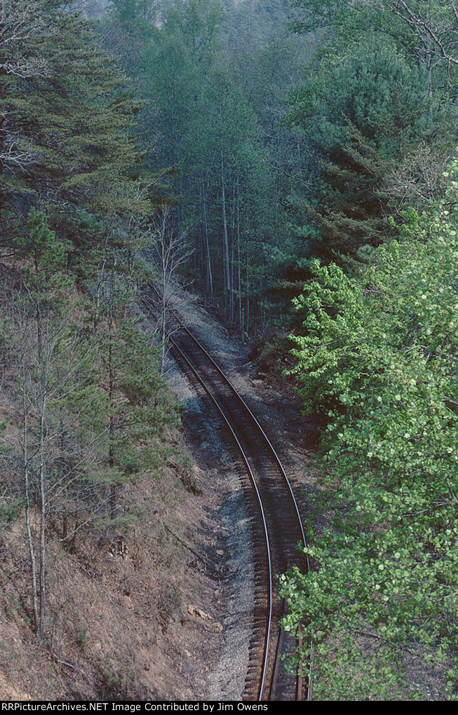 The Etowah Copperhill Rail Excursion, 1986, track from the loop bridge.