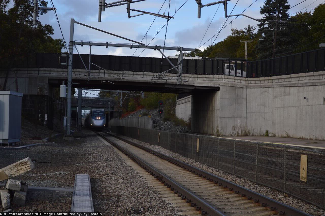 A southbound Acela approaches