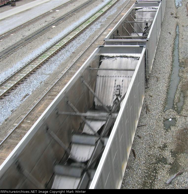 Inside of aluminum coal cars,