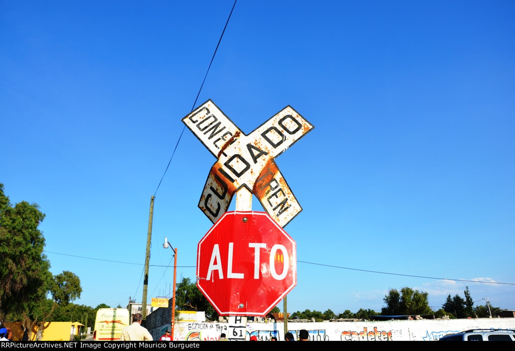 Stop and Railroad crossing sign