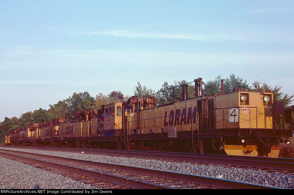 A LORAM rail grinding train parked for the night.