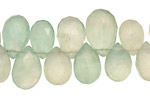Green Fluorite Graduated Color Faceted Flat Teardrop 9-12x12-16mm