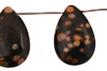Black Leopardskin Jasper Flat Teardrop 20x30mm
