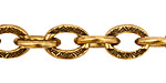 Antique Gold (plated) Large Flat Oval Floral Etched Cable Chain