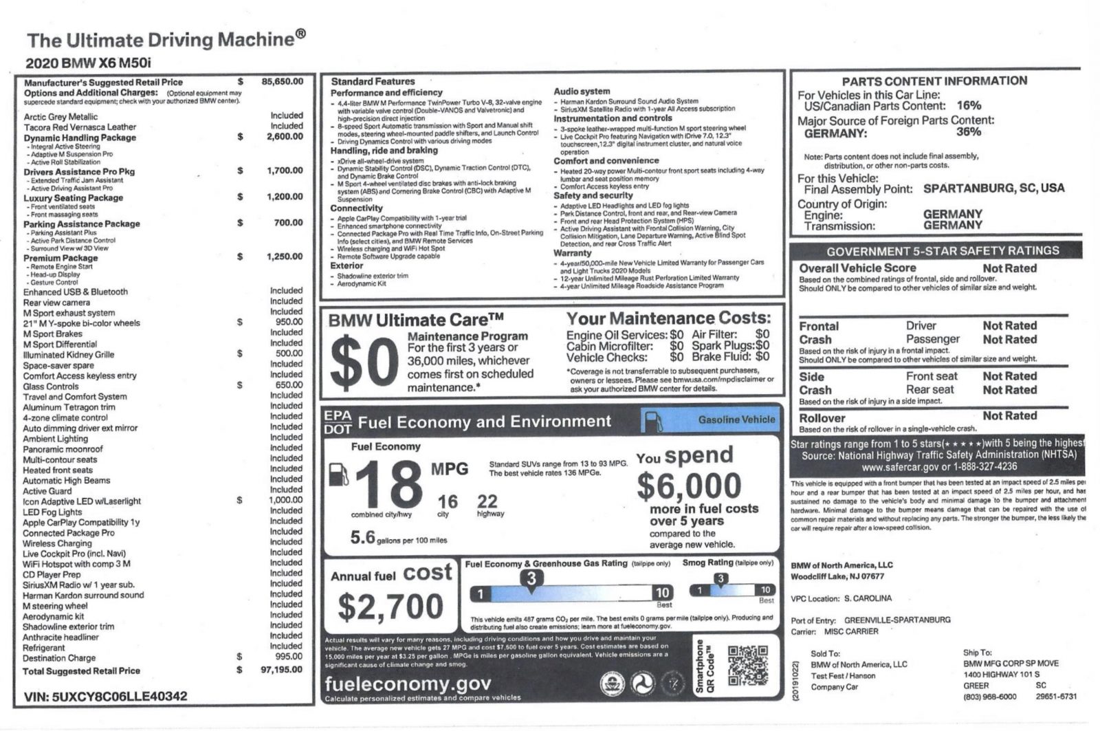 BMW X6 M50i Review vehicle sticker 