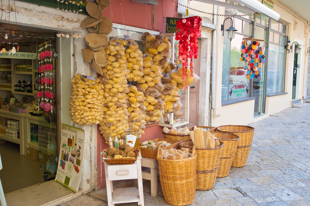 Traditional Greek goods displayed for sale on Corfu island_222111832