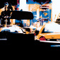 Inside Times Square taxi cab