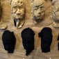 Memory of Fire - Genesis, 66 hessian heads mounted on hessian, 2007 Wellington