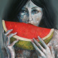 girl with fruit