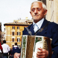 Man plays accordion on the street near Pantheon, Rome 2009