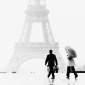 In the rain at the Eiffel Tower
