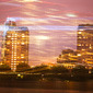 Canary Wharf with abstract ligth