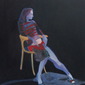 sitting with stripped sweater