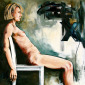 on the chair, sideways