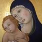 Icon Painting Madonna with Child. Tempera and pure Gold. Medieval art work by Silvia Salvadori