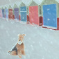 Brighton Beach Huts and Fido the Dog