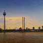 Skyline with bridge over the river Rhine