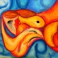 A Seeping ladle in orange & red