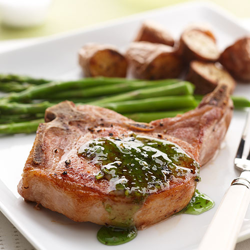 Pork Chops with RosemaryMint Sauce Sandra Lee