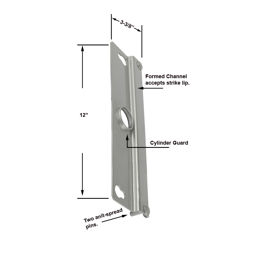 Security 12" Heavy Gauge Steel Latch Guard for Flush Mount Single or