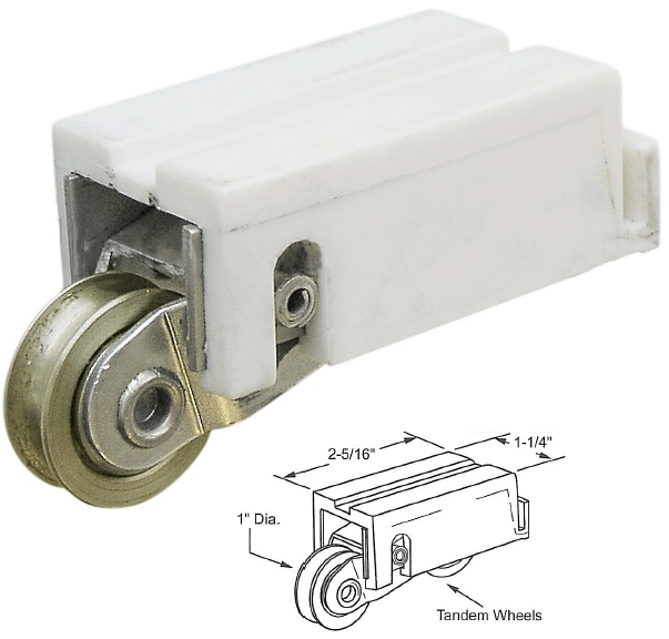 Sliding Glass Patio Door 1" Tandem Steel Ball Bearing Roller With 11/4