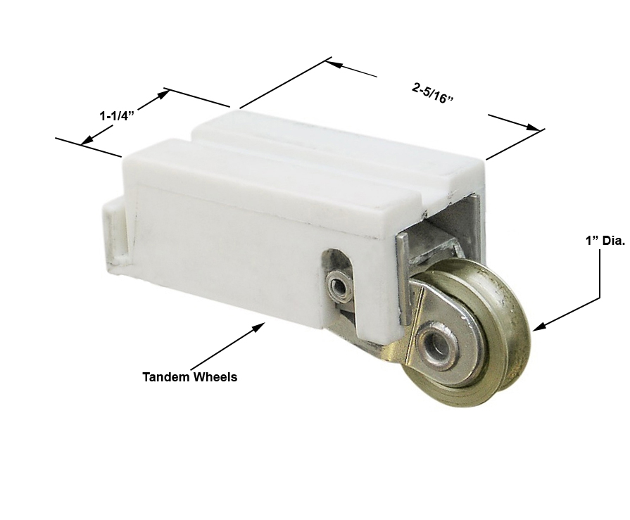 Sliding Glass Patio Door 1" Tandem Steel Ball Bearing Roller With 11/4