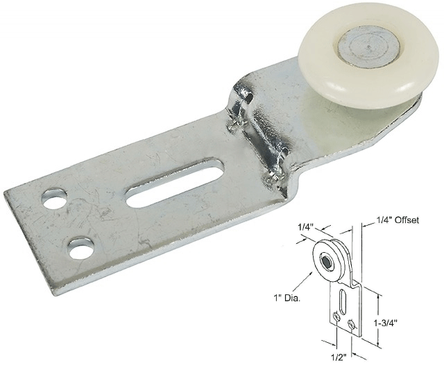 Closet Door 1" Nylon Roller With 1/4" Offset for Cox Closet Doors Front